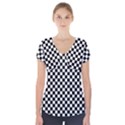 Checker Black and White Short Sleeve Front Detail Top View1