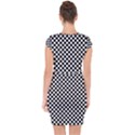 Checker Black and White Capsleeve Drawstring Dress  View2