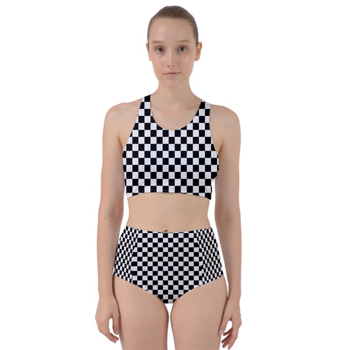 Checker Black and White Racer Back Bikini Set