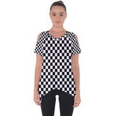 Checker Black And White Cut Out Side Drop Tee by jumpercat