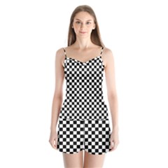 Checker Black And White Satin Pajamas Set by jumpercat