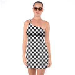 Checker Black And White One Soulder Bodycon Dress by jumpercat