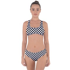 Checker Black And White Criss Cross Bikini Set by jumpercat