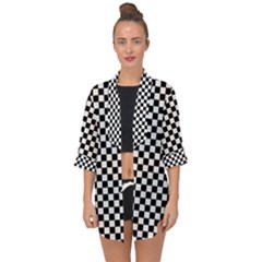 Checker Black And White Open Front Chiffon Kimono by jumpercat