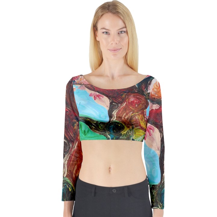 Big Coral Tree Long Sleeve Crop Top