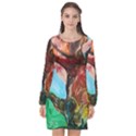 Big Coral Tree Long Sleeve Chiffon Shift Dress  View1