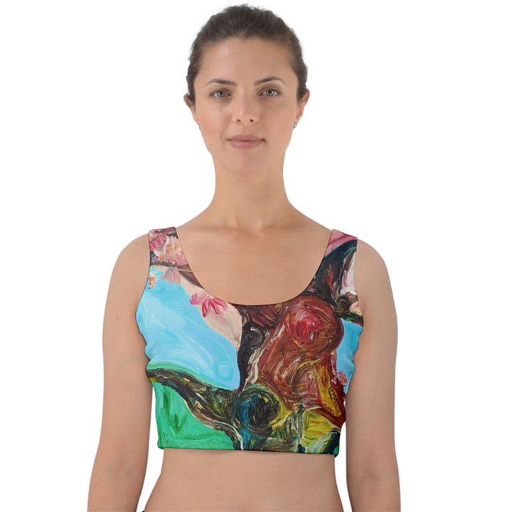 Big Coral Tree Velvet Crop Top