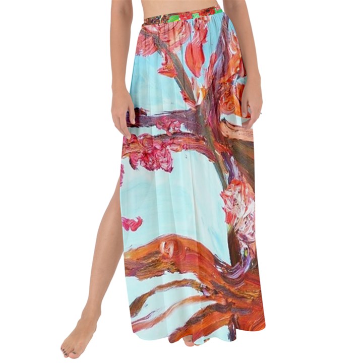 Coral Tree Blooming Maxi Chiffon Tie-Up Sarong