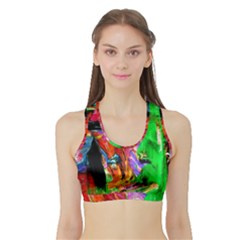 Triplets-1 Sports Bra With Border by bestdesignintheworld