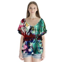 Combat Trans 4 V-neck Flutter Sleeve Top by bestdesignintheworld