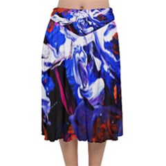 Cabin In The Mountain 1 Velvet Flared Midi Skirt by bestdesignintheworld