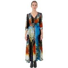 Ceramics Of Ancient Land 6 Button Up Boho Maxi Dress