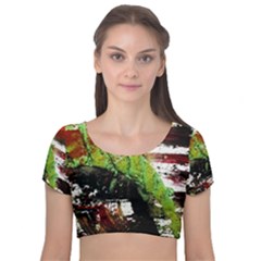 Collosium   Swards And Helmets 3 Velvet Short Sleeve Crop Top 