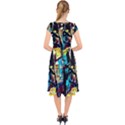 Dance Of Oil Towers 3 Cap Sleeve Front Wrap Midi Dress View2