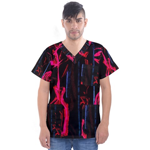 Calligraphy Men s V-neck Scrub Top by bestdesignintheworld