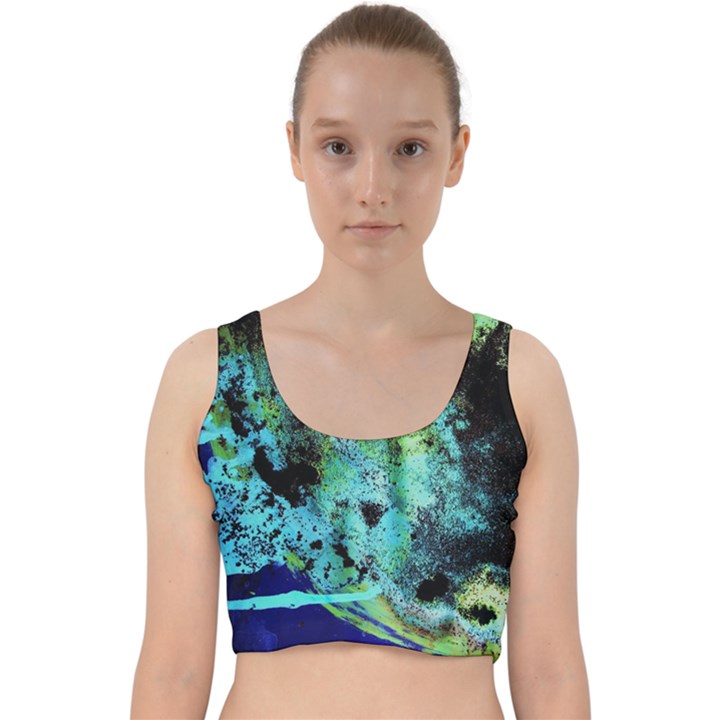 Blue Options 6 Velvet Racer Back Crop Top