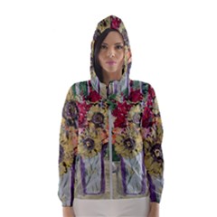 Sunflowers And Lamp Hooded Wind Breaker (women) by bestdesignintheworld