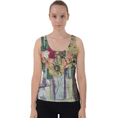 Sunflowers And Lamp Velvet Tank Top