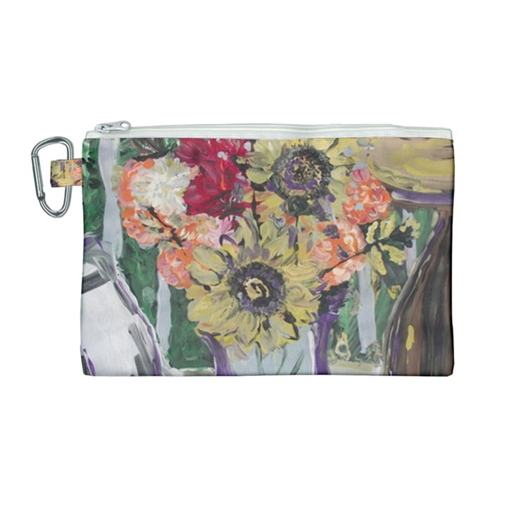 Sunflowers And Lamp Canvas Cosmetic Bag (Large)