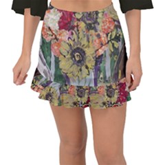 Sunflowers And Lamp Fishtail Mini Chiffon Skirt