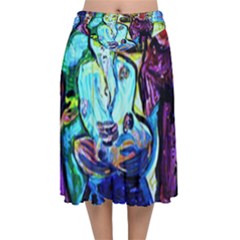 Old Light And New Light Velvet Flared Midi Skirt