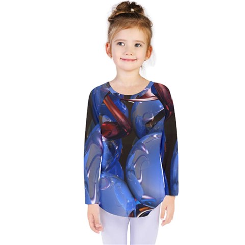 Spheres With Horns 3d Kids  Long Sleeve Tee by Sapixe