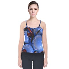 Spheres With Horns 3d Velvet Spaghetti Strap Top