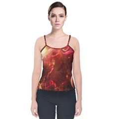 Space Red Velvet Spaghetti Strap Top