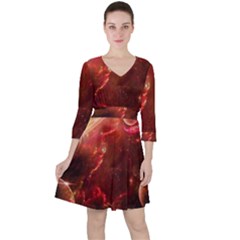 Space Red Ruffle Dress by Sapixe