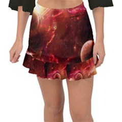 Space Red Fishtail Mini Chiffon Skirt