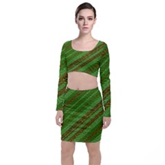 Stripes Course Texture Background Long Sleeve Crop Top & Bodycon Skirt Set by Sapixe