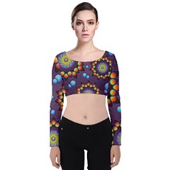 Texture Background Flower Pattern Velvet Crop Top