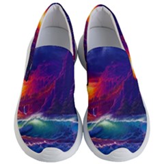 Sunset Orange Sky Dark Cloud Sea Waves Of The Sea, Rocky Mountains Art Women s Lightweight Slip Ons