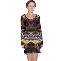 Textures Snake Skin Patterns Long Sleeve Nightdress by Sapixe