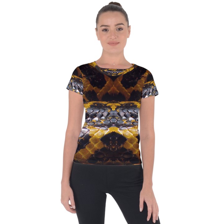 Textures Snake Skin Patterns Short Sleeve Sports Top 