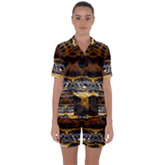 Textures Snake Skin Patterns Satin Short Sleeve Pyjamas Set by Sapixe