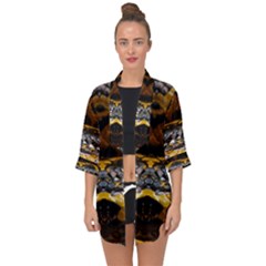 Textures Snake Skin Patterns Open Front Chiffon Kimono by Sapixe