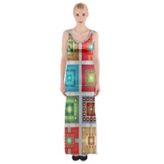 Tiles Pattern Background Colorful Maxi Thigh Split Dress by Sapixe