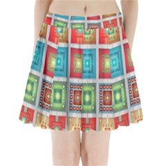 Tiles Pattern Background Colorful Pleated Mini Skirt by Sapixe