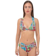 Tiles Pattern Background Colorful Double Strap Halter Bikini Set