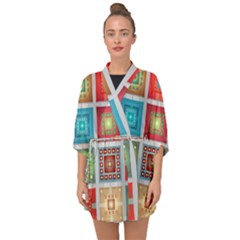 Tiles Pattern Background Colorful Half Sleeve Chiffon Kimono