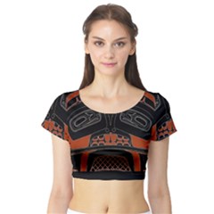 Traditional Northwest Coast Native Art Short Sleeve Crop Top by Sapixe