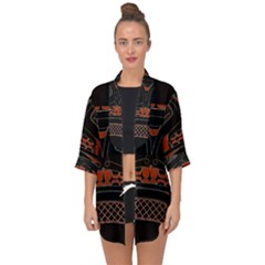 Traditional Northwest Coast Native Art Open Front Chiffon Kimono by Sapixe