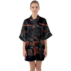 Traditional Northwest Coast Native Art Quarter Sleeve Kimono Robe by Sapixe