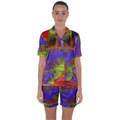 Texture Pattern Programming Processing Satin Short Sleeve Pyjamas Set by Sapixe