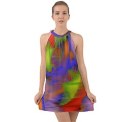 Texture Pattern Programming Processing Halter Tie Back Chiffon Dress by Sapixe