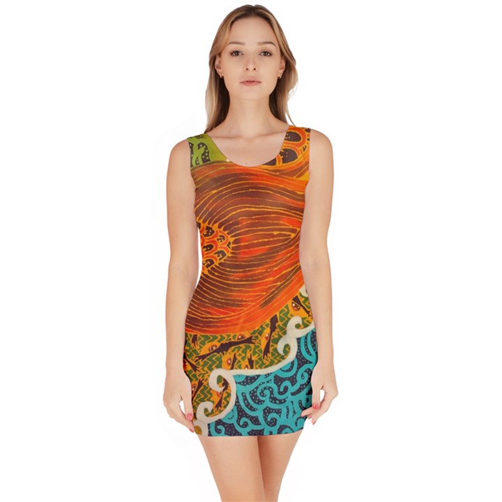 The Beautiful Of Art Indonesian Batik Pattern Bodycon Dress