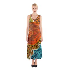 The Beautiful Of Art Indonesian Batik Pattern Sleeveless Maxi Dress by Sapixe