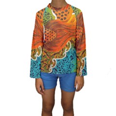 The Beautiful Of Art Indonesian Batik Pattern Kids  Long Sleeve Swimwear by Sapixe