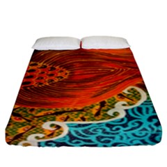 The Beautiful Of Art Indonesian Batik Pattern Fitted Sheet (king Size) by Sapixe